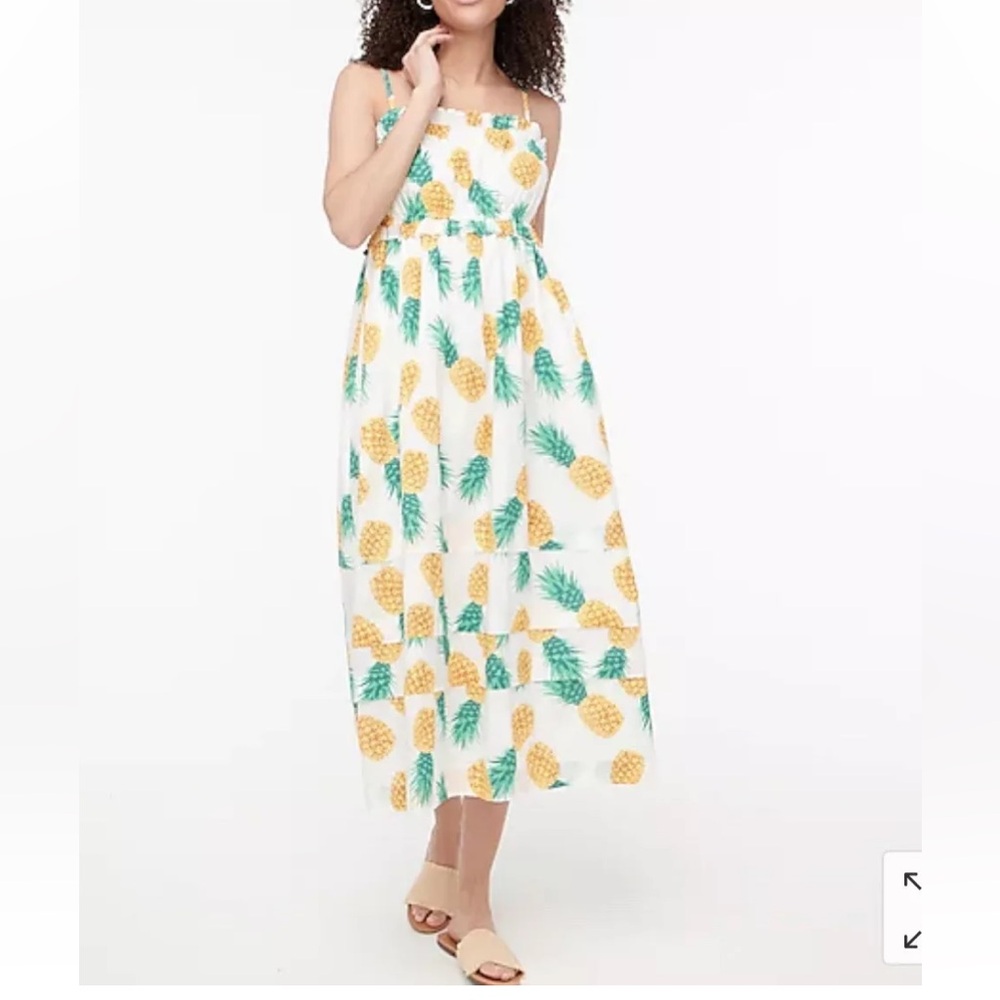 J. Crew Multicolored Sleeveless Pineapple Spaghetti Strap Sundress Size 2
